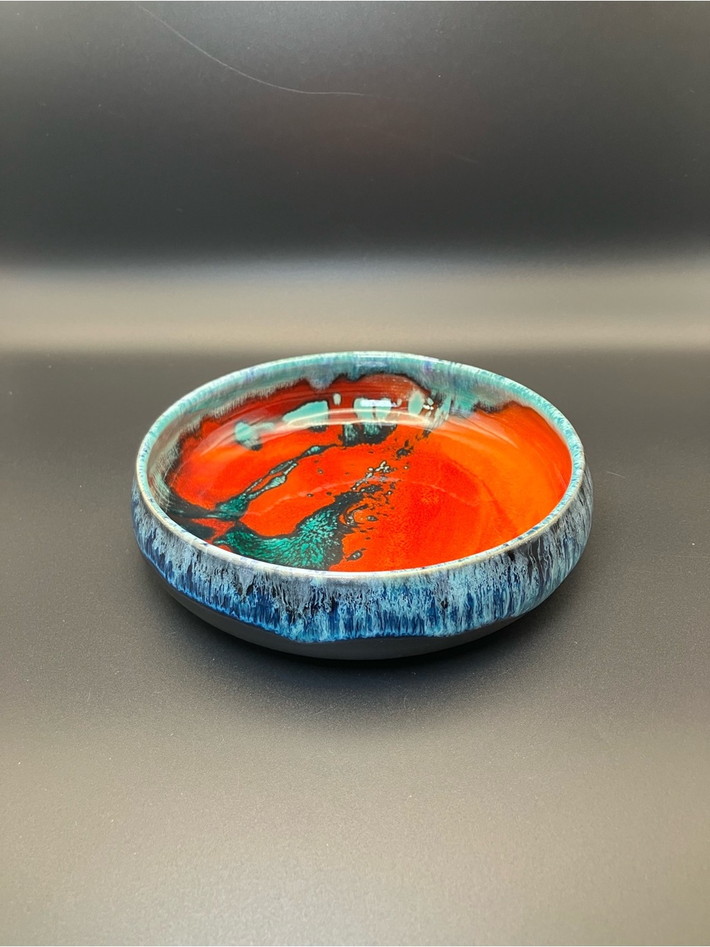 Ana Clara Handcrafted Red & Teal Ceramic Decorative Bowl Studio Pottery